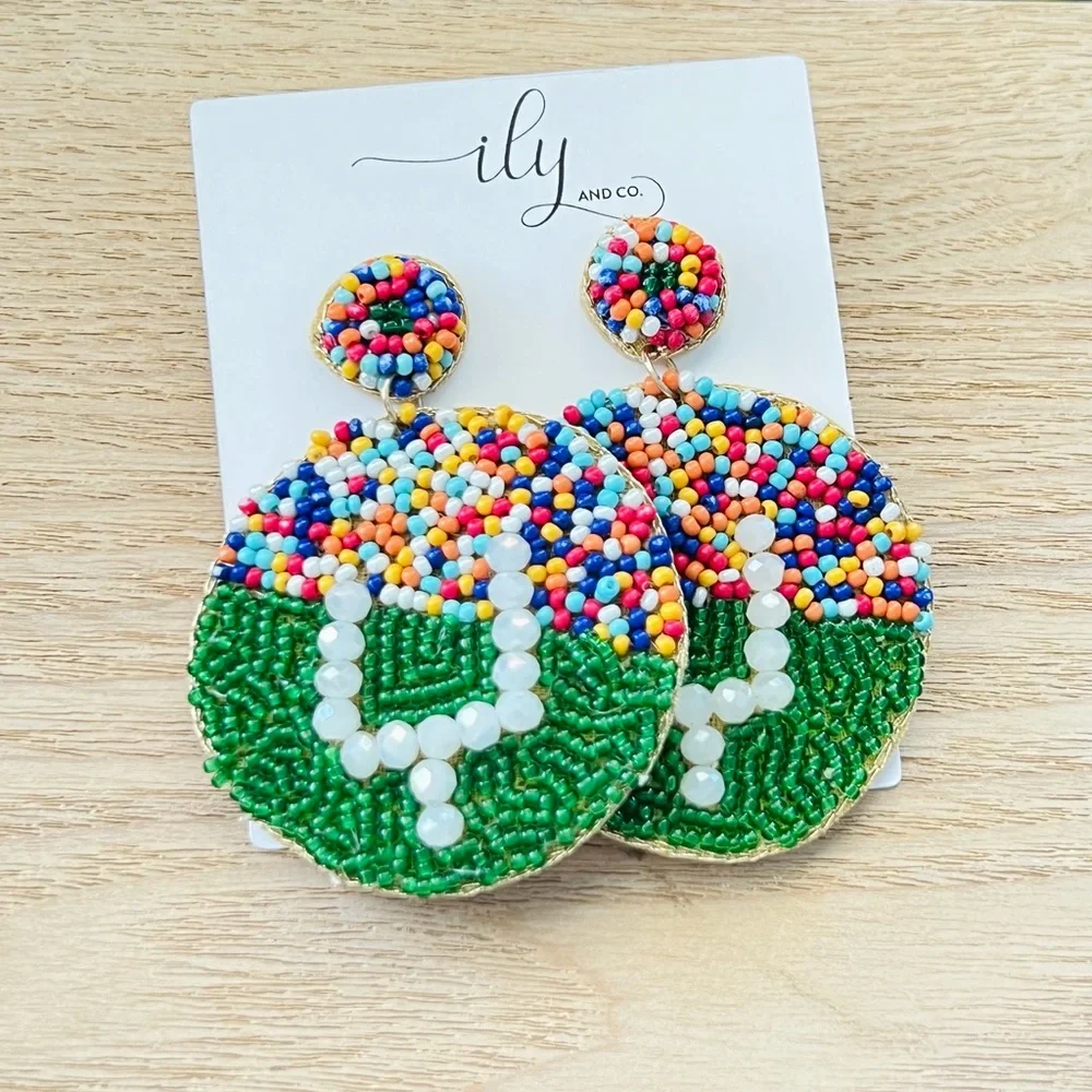 New Seed Bead Football Field | Earrings Lightweight | MultiColor | Dangle